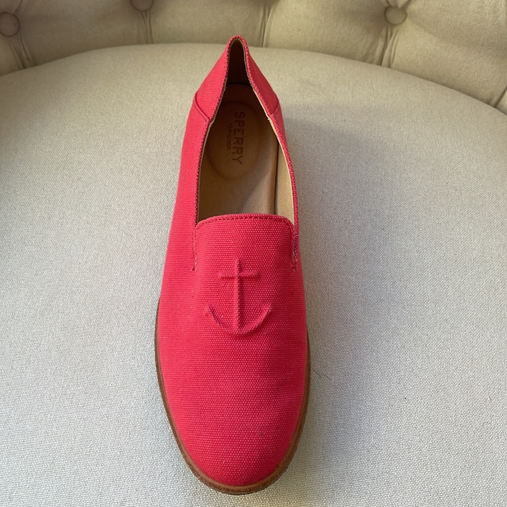 Nautical Sperry Red Canvas Loafer Flats - image 3